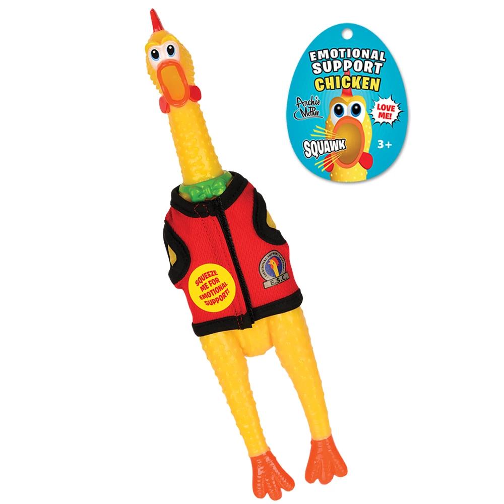 Emotional Support Chicken – 13" Squawking Rubber Chicken