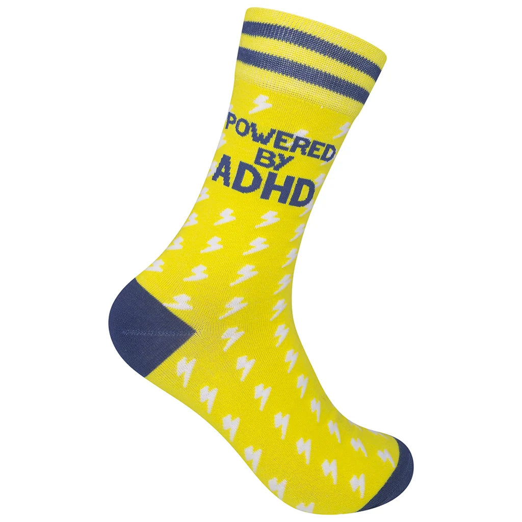 Funatic Socks – Powered by ADHD – Funny Novelty Crew Socks