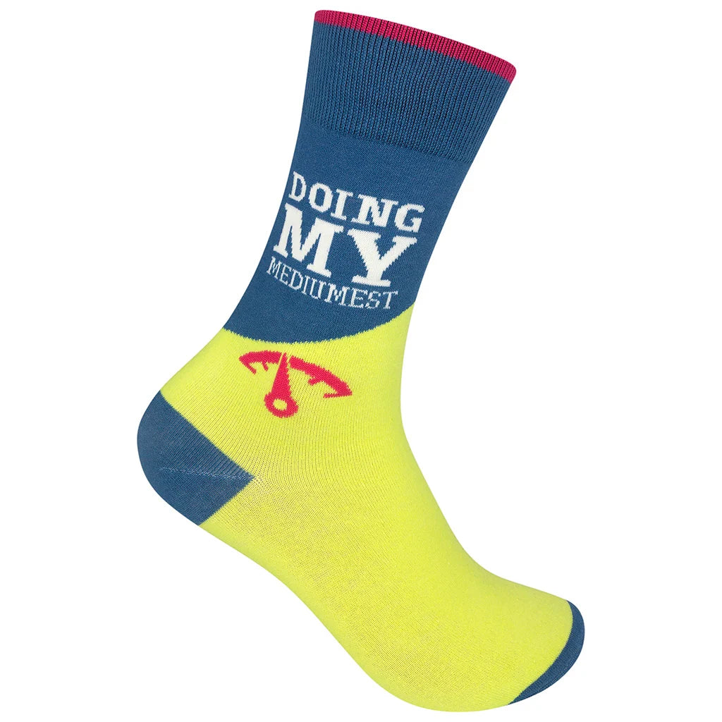 Funatic Socks – Doing My Mediumest – Funny Novelty Crew Socks