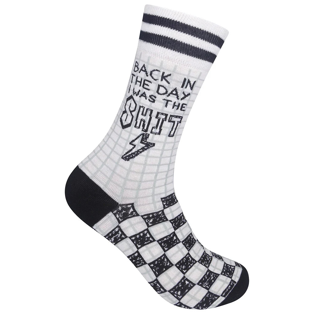 Funatic Socks β Back In The Day I Was The Shit β Funny Novelty Crew Socks