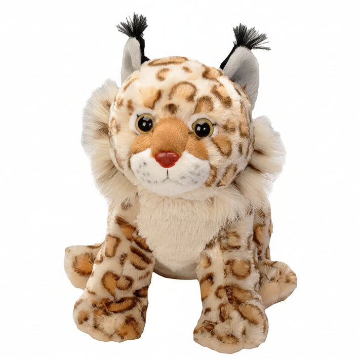 Plush toy of a lynx on a white background