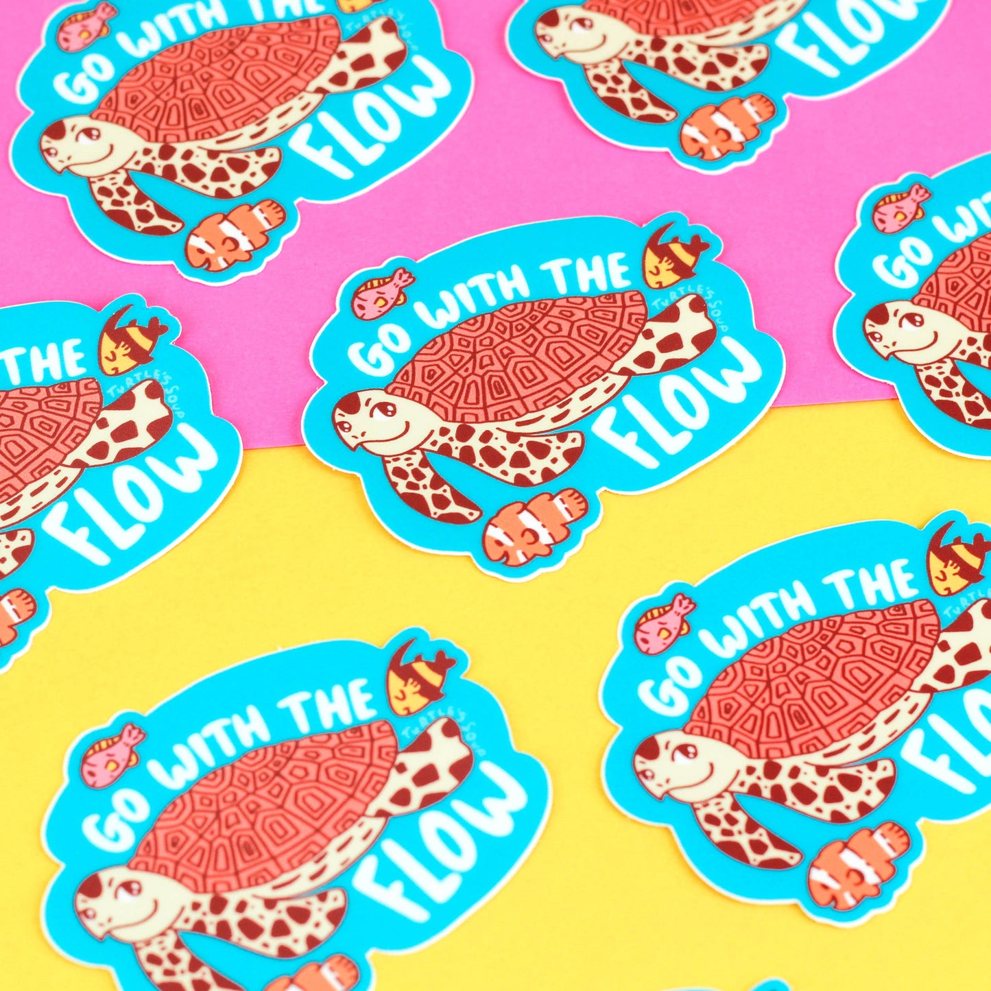 Go With The Flow Be Cool Turtle Holiday Gift Vinyl Sticker