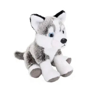 Plush toy husky on a white background