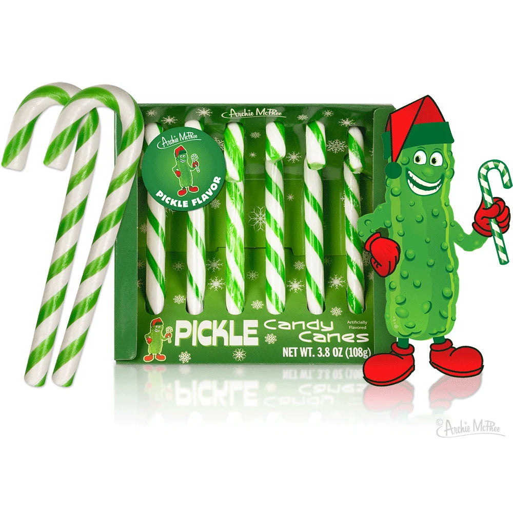 Pickle Candy Canes – Box of 6 Dill Pickle Flavored Candy Canes