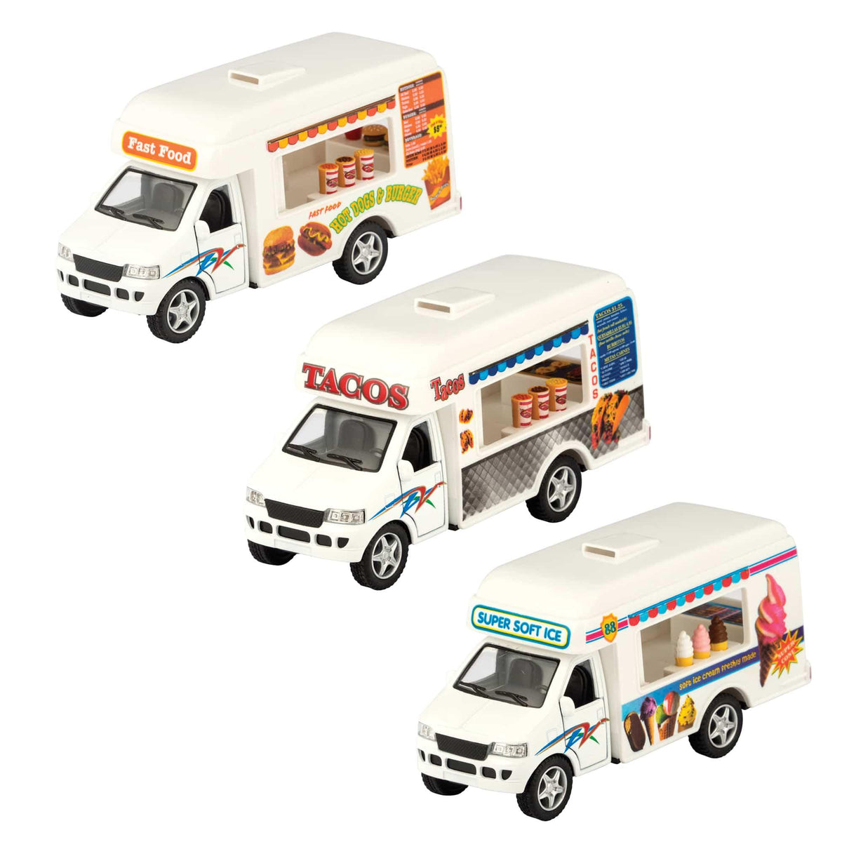 Diecast Food Trucks – 5" Pull-Back Toy Vehicles (Assorted Styles)