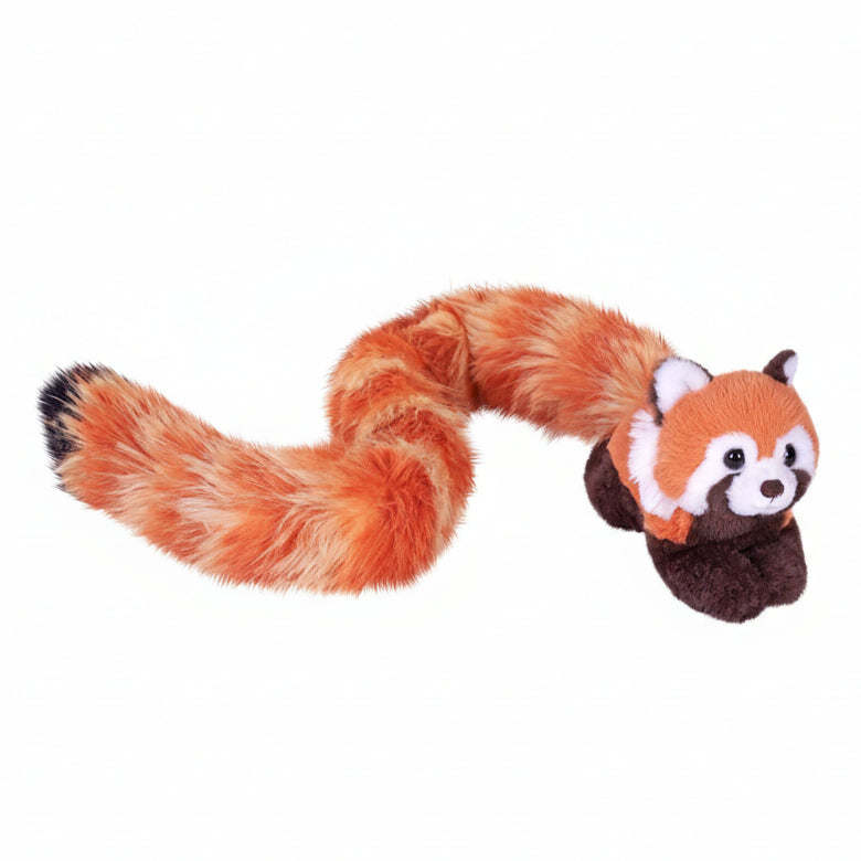 Plush red panda toy on a white background