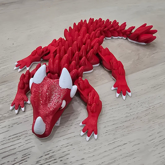 Spikey Baby Dragon - 3D Printed - Red/White