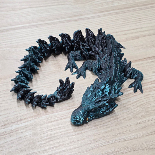 Rock Dragon - 3D Printed - Shiny Silk Green/Black