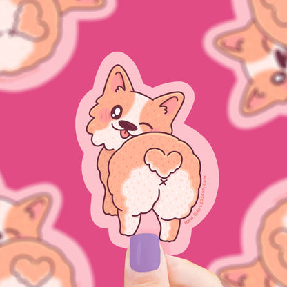 Cute Corgi Butt Dog Puppy Vinyl Sticker