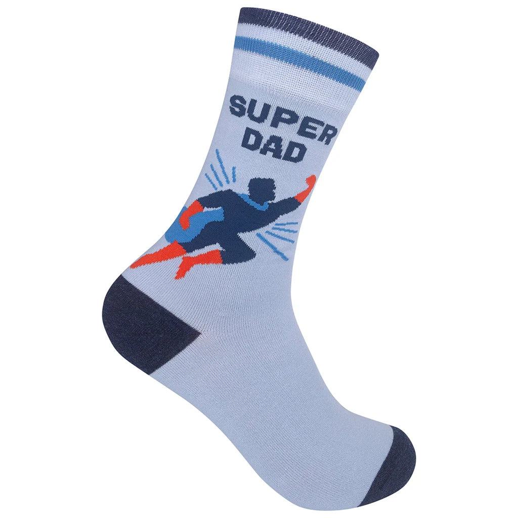 Funatic Socks – Super Dad – Funny Novelty Crew Socks