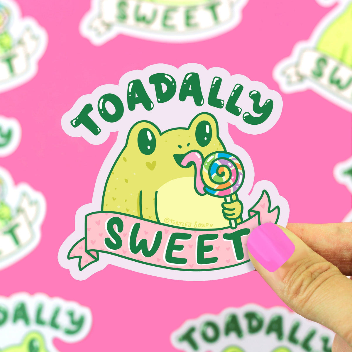 Toadally Sweet Toad Friendship Happy Vinyl Sticker