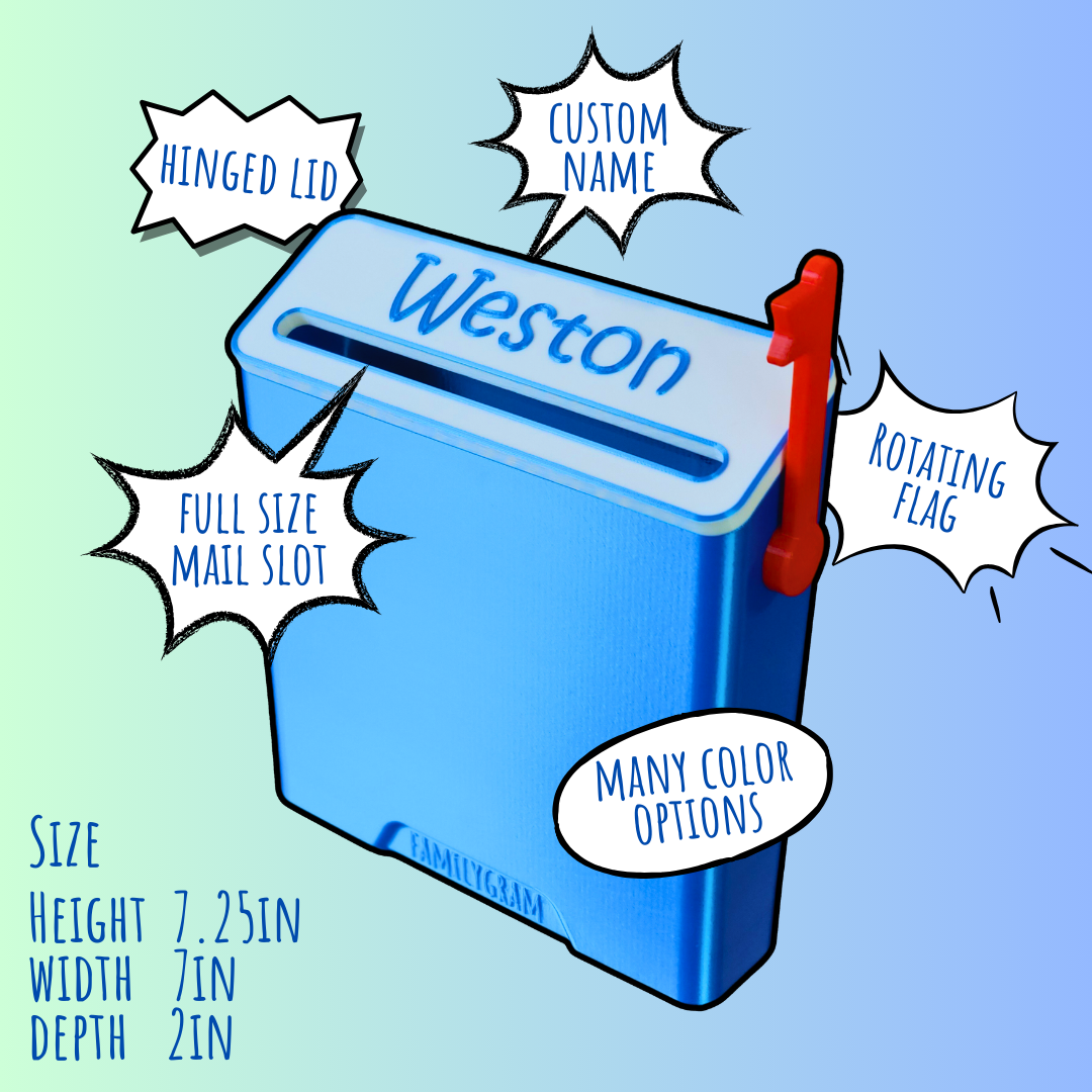 Personalized Mini Mailbox – Kids Room, Classroom, Home Office – 3D Printed