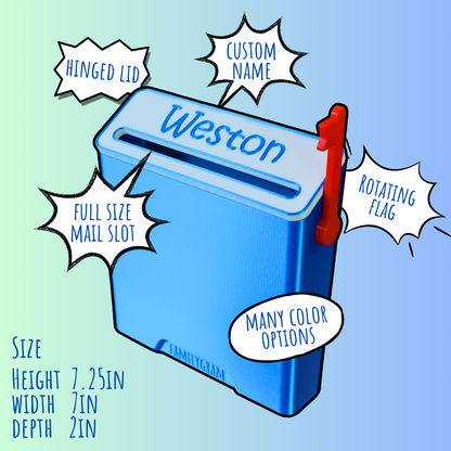 Personalized Mini Mailbox – Kids Room, Classroom, Home Office – 3D Printed