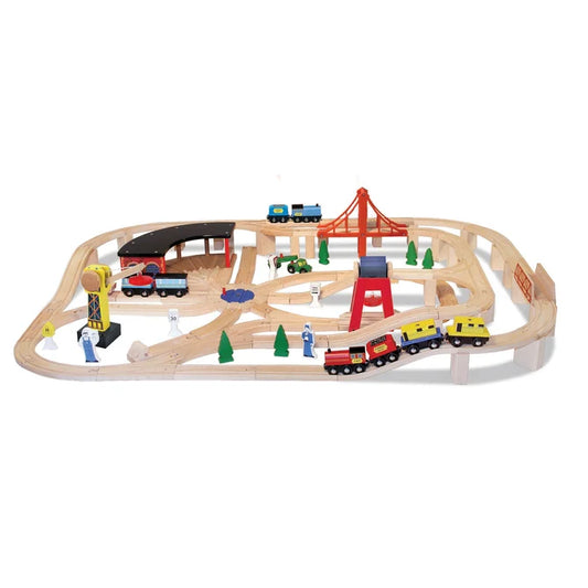 Melissa and Doug - Wooden Railway Set 130 Piece