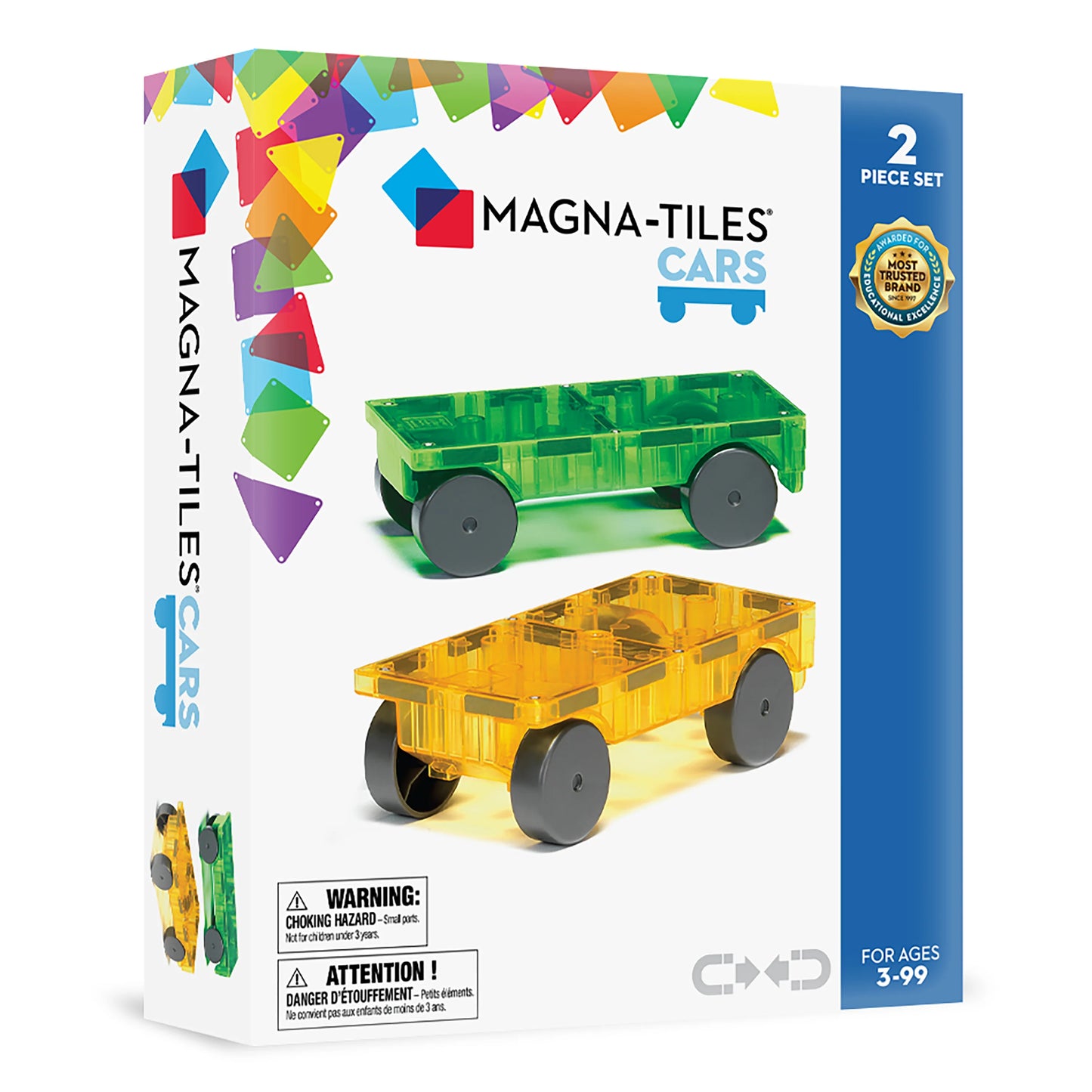 MAGNA-TILES Cars 2-Piece Expansion Set (Green & Yellow)