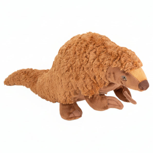 Plush toy resembling a beaver on a white background