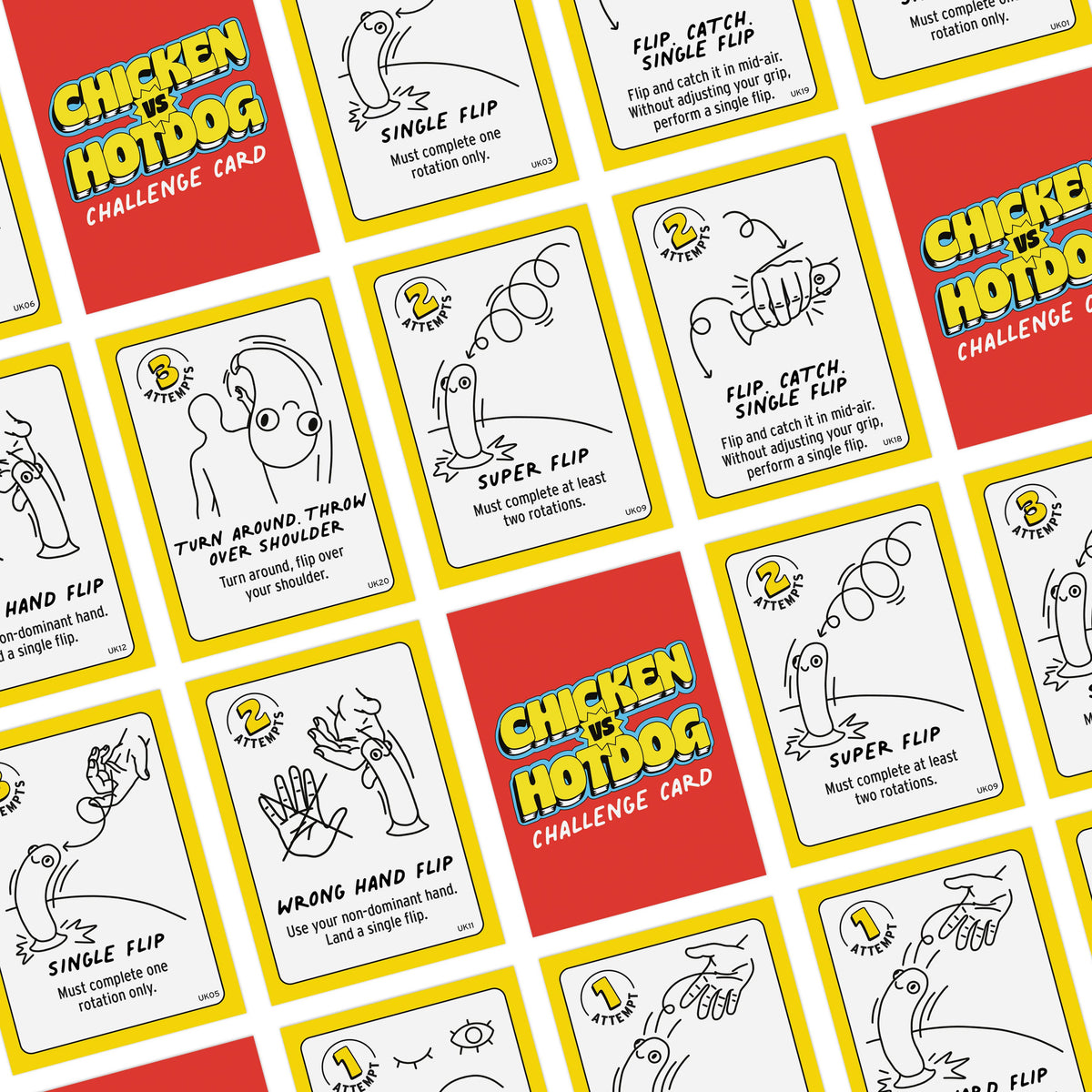 Chicken vs Hotdog Flip & Stick Action Party Game