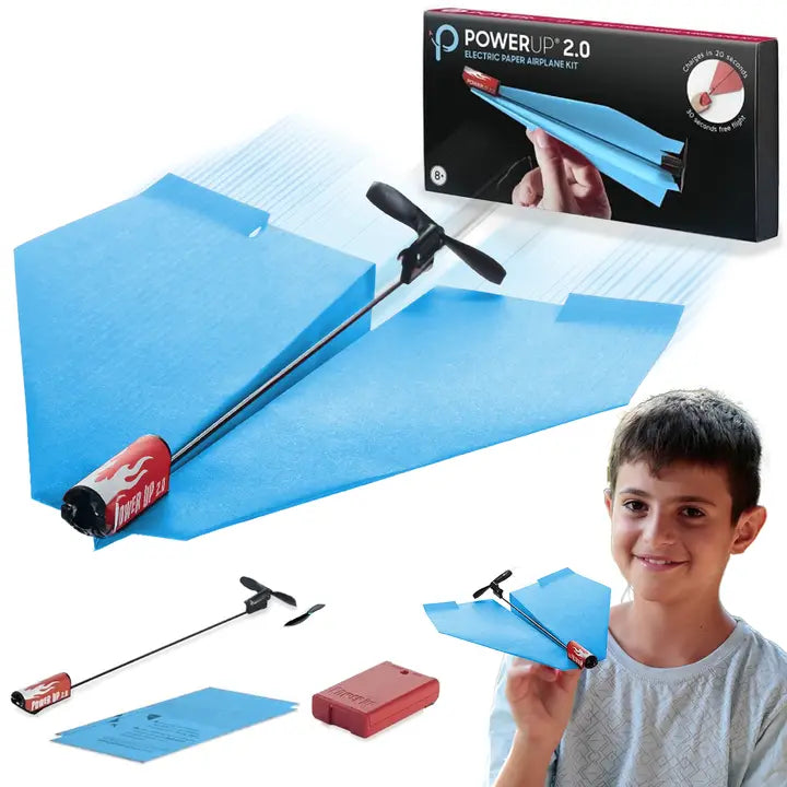 PowerUp 2.0 (Blue) Motorized Paper Airplane