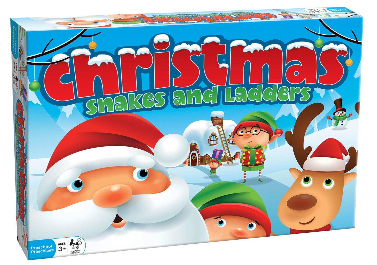 Christmas Snakes and Ladders Board Game for Ages 3+