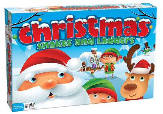 Christmas Snakes and Ladders Board Game for Ages 3+
