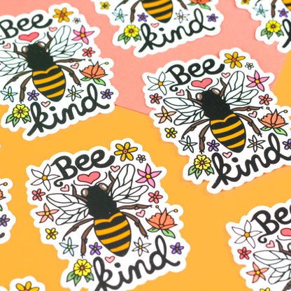 Bee Kind Flower Floral Gift Water Bottle Decal Vinyl Sticker