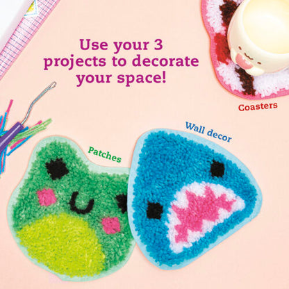 Klutz Latch Hook Animals - Red Panda, Frog, Shark