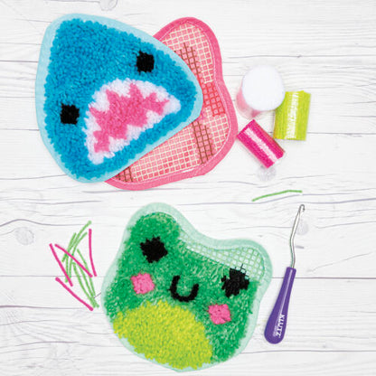 Klutz Latch Hook Animals - Red Panda, Frog, Shark
