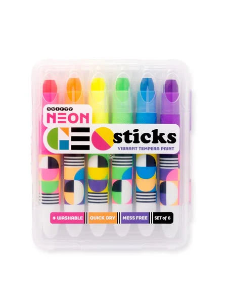 Neon Geo Sticks - Vibrant Tempera Paint Markers