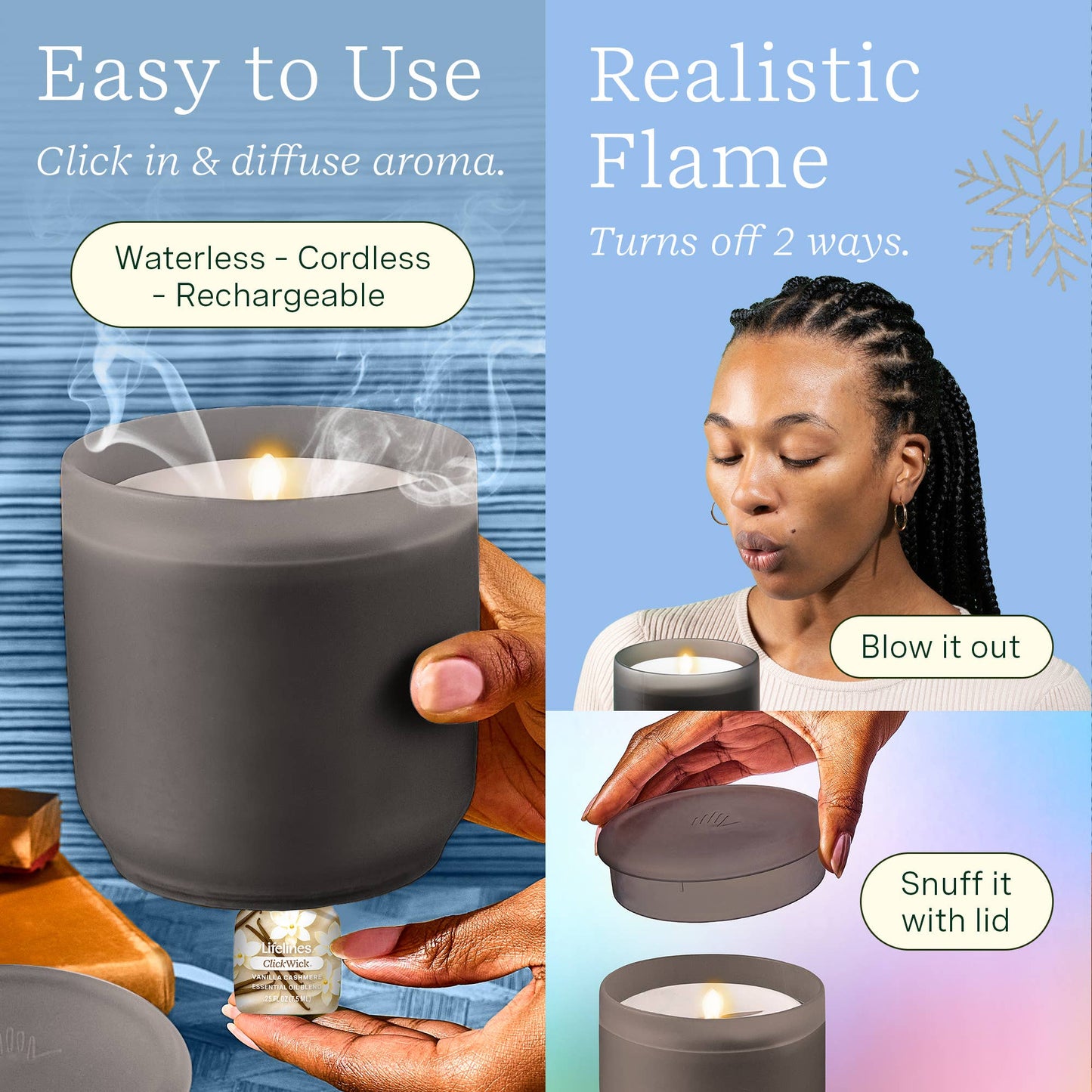 Lifelines® Flameless Candle Diffuser - Winter with 2 ClickWicks