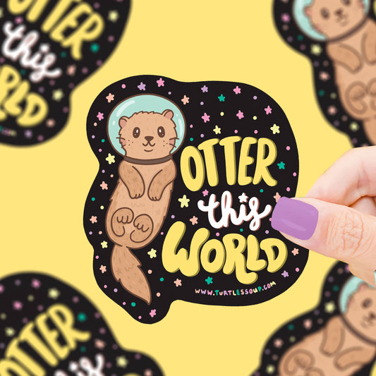 Otter This World Galaxy Holiday Gift Vinyl Sticker