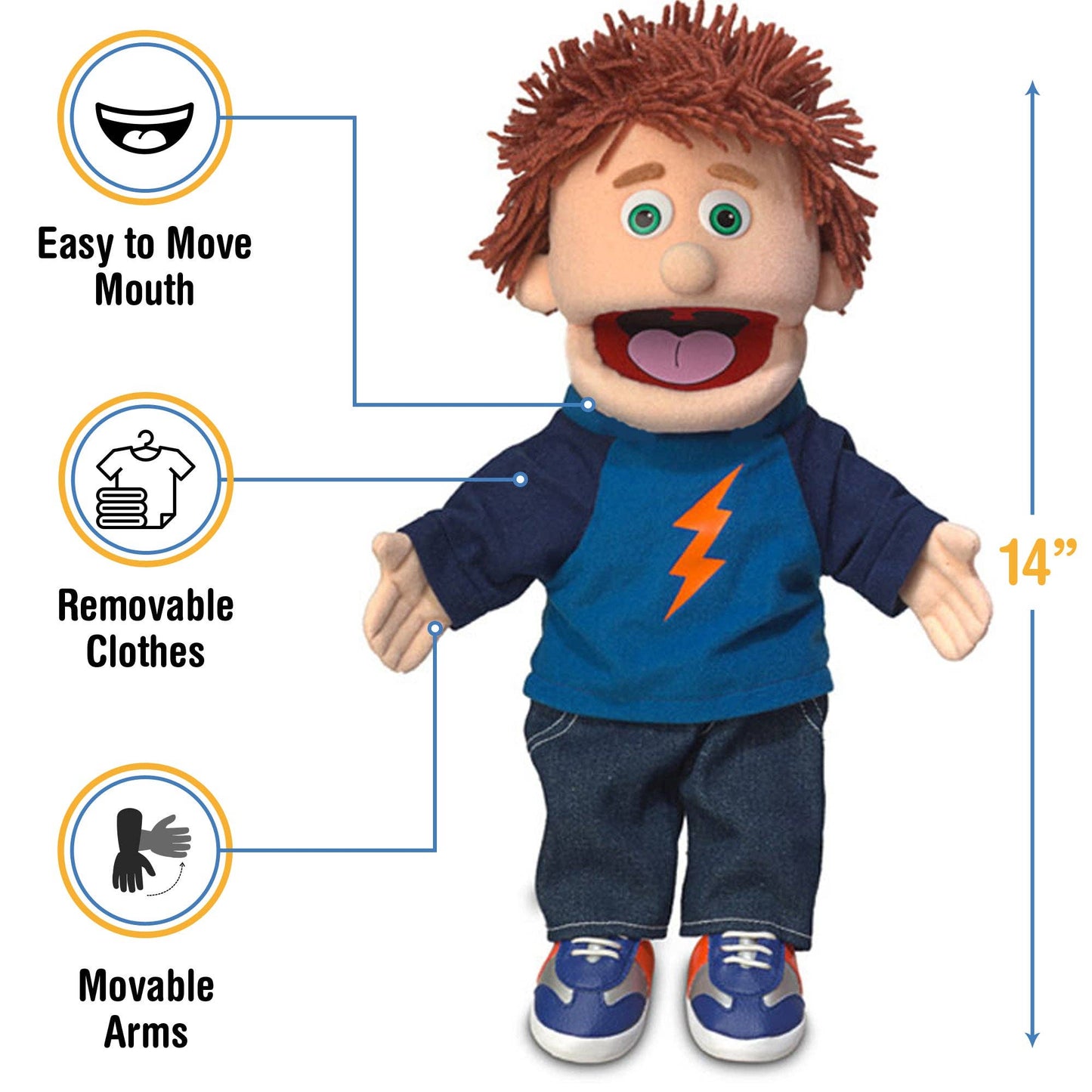 Silly Puppets Tommy, Boy, Peach Skin (14")