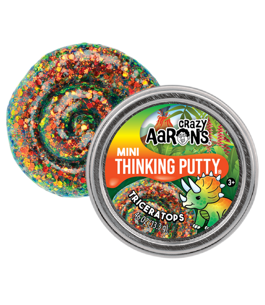 Crazy Aaron's Mini Triceratops - 2" Thinking Putty Tin