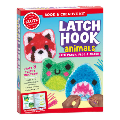 Klutz Latch Hook Animals - Red Panda, Frog, Shark