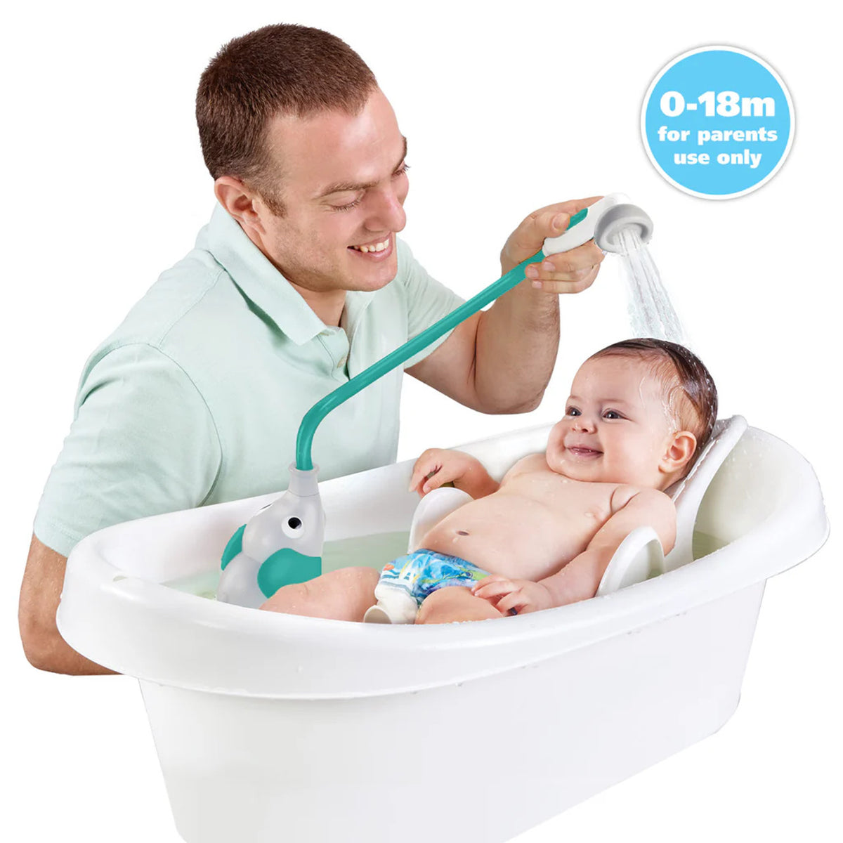 Yookidoo Elephant Baby Bath Shower Head - Turquoise