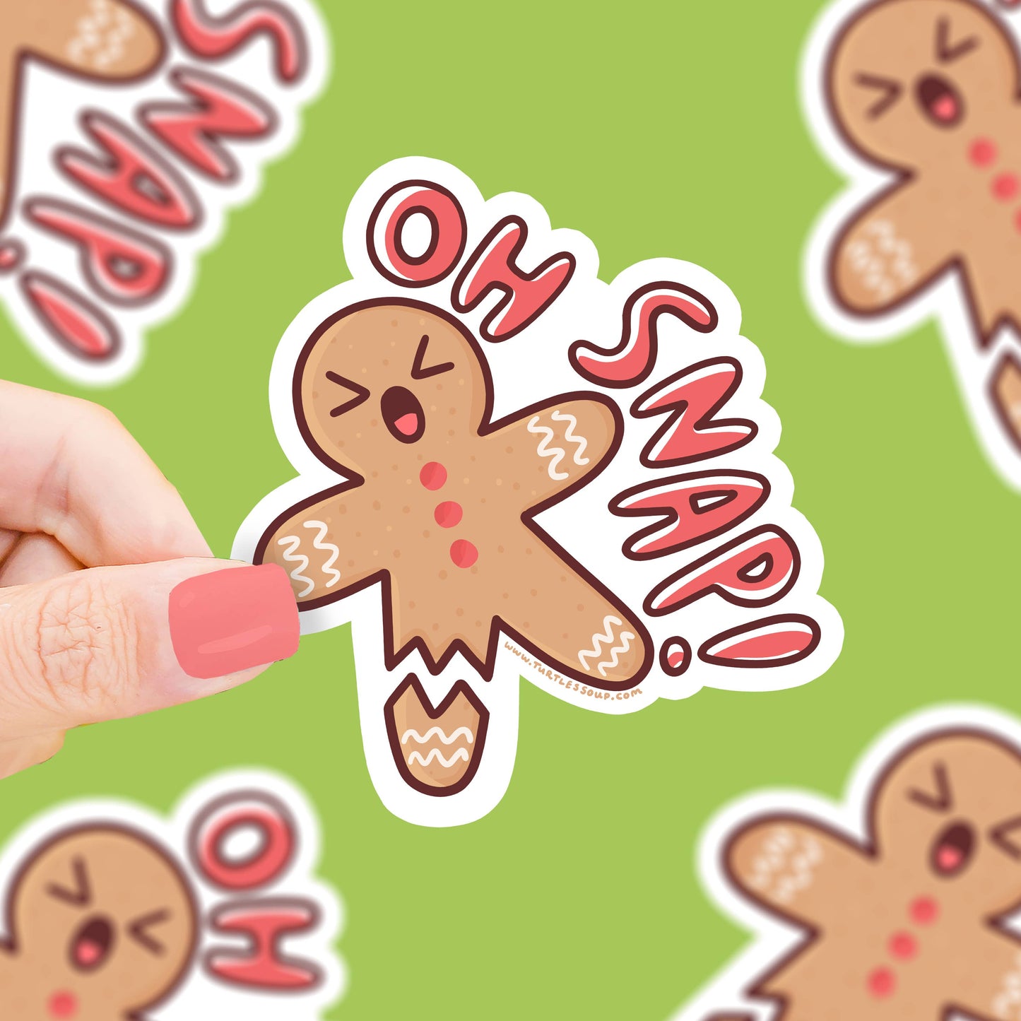 Oh Snap Gingerbread Man   Holiday Gift Vinyl Sticker