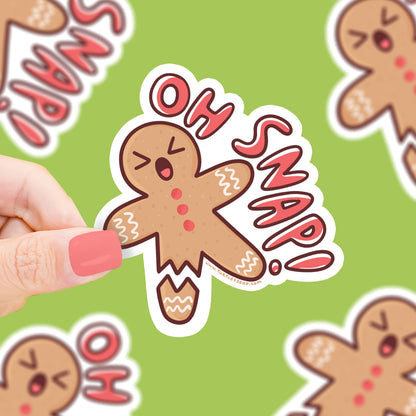 Oh Snap Gingerbread Man   Holiday Gift Vinyl Sticker