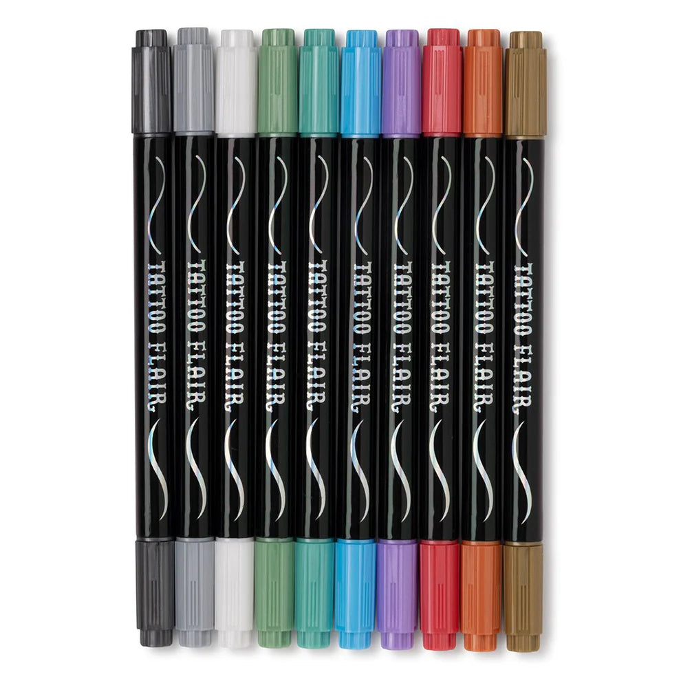 Metallic Tattoo Flair - Markers & Stencils