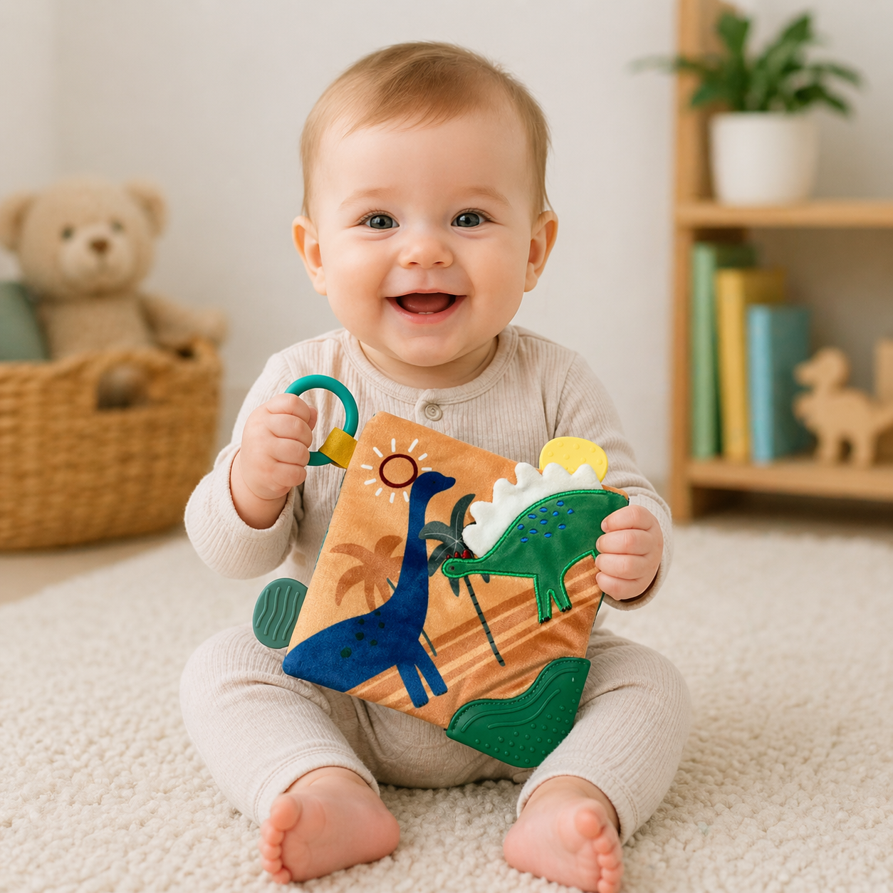 Crinkle Sensory Baby Blankie - Dinosaur