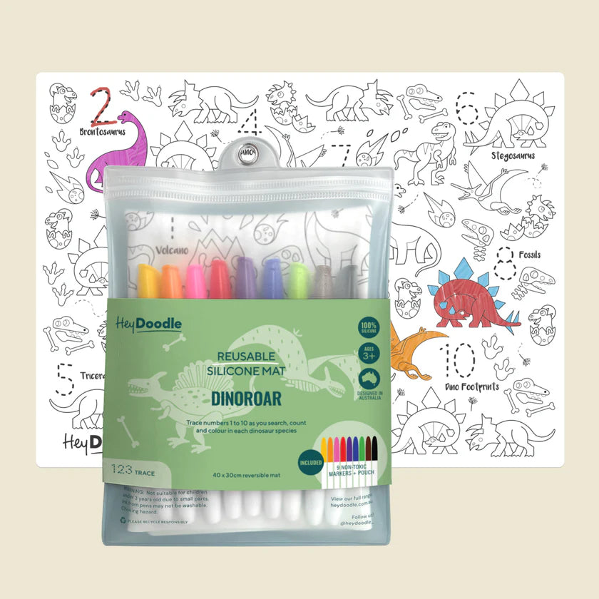 Reusable Silicone Activity Mat - DinoRoar Classic Coloring & Doodle Mat
