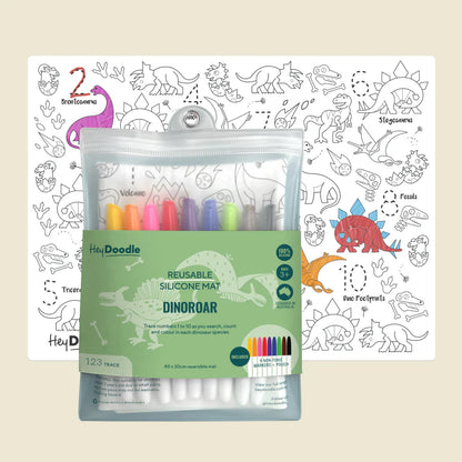 Reusable Silicone Activity Mat - DinoRoar Classic Coloring & Doodle Mat