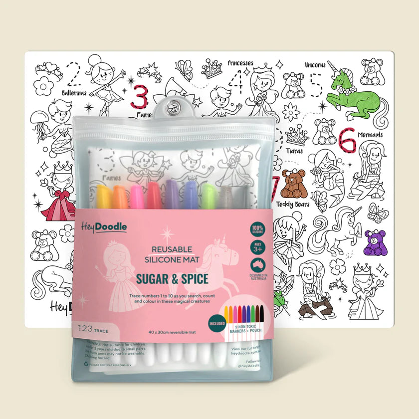Reusable Silicone Activity Mat - Sugar & Spice Classic Coloring & Doodle Mat