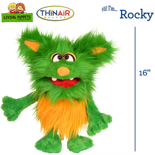 Living Puppets: Rocky The Green Friendly Monster - 16" Plush Hand Puppet
