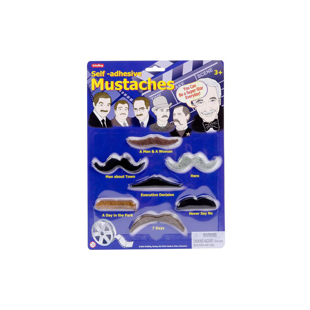 Schylling Self-Adhesive Mustaches, 7 Chic Styles, Ages 3 and Up