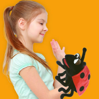 Living Puppets: Trudy The Ladybug - 11" Red-Black Plush Hand Puppet, Handmade