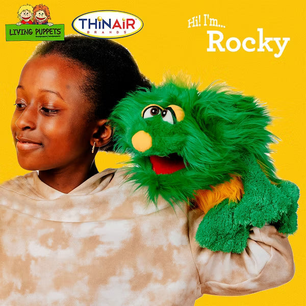 Living Puppets: Rocky The Green Friendly Monster - 16" Plush Hand Puppet