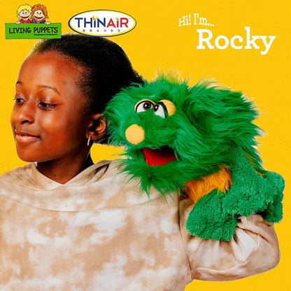 Living Puppets: Rocky The Green Friendly Monster - 16" Plush Hand Puppet