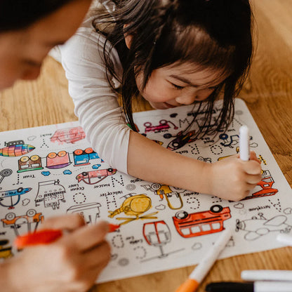 Reusable Silicone Activity Mat - Toot Toot Honk Classic Coloring & Doodle Mat