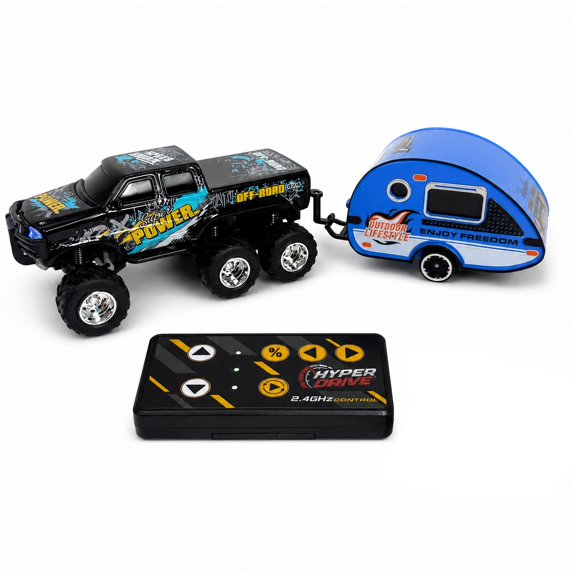Mini RC 6-Wheel Truck/Trailer 1:64