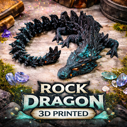 Rock Dragon - 3D Printed - Shiny Silk Green/Black