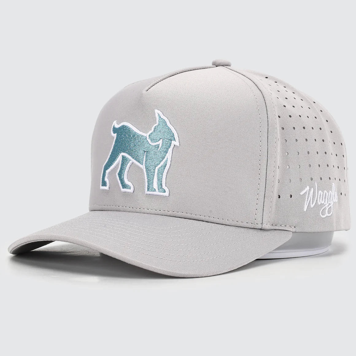 Gray cap with a lynx logo on a white background, Waggle brand